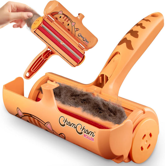 Chom Chom Roller Pet Hair Remover - Chomchom Reusable Cat and Dog Lint Rollers for Furniture, Couch, Car, and Clothes - Limited Cat Edition﻿